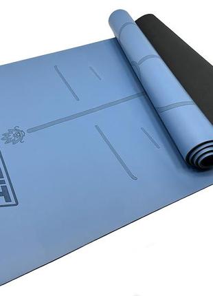 Килимок для йоги професійний easyfit pro каучук 5 мм блакитний1 фото