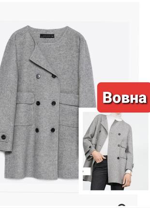Шерстяное легкое пальто тренч серый кардиган zara1 фото