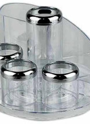 Органайзер подставка настольный прозрачный пластик крутится для канцелярии кистей