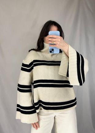 Свитер джемпер в полоску с широкими рукавами h&amp;m