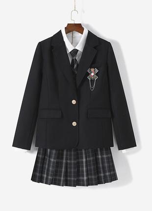 Піджак чорний офіційний у школу 9701 одяг у школу класика на підкладці однотонний на дві гудзики9 фото