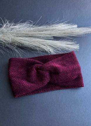 Повязка на голову ,чалма вязана бордова
