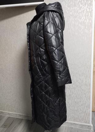 Новое стеганное пальто / пуховик с большим капюшоном4 фото