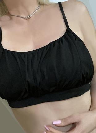 L-xl новий чорний літній топ бюстік ліф бюстгальтер призібраний тонкі бретелі