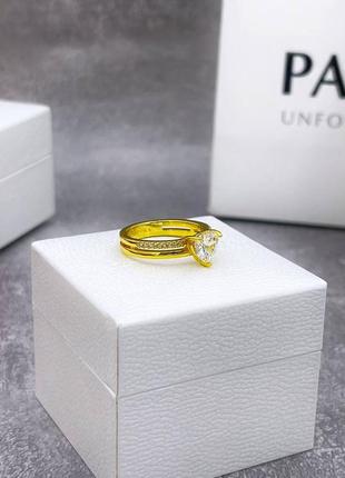 Серебряная кольца pandora «сердце с двумя оборотами»3 фото