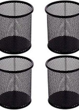 Подставка стакан для ручек настольный металл  черная сетка