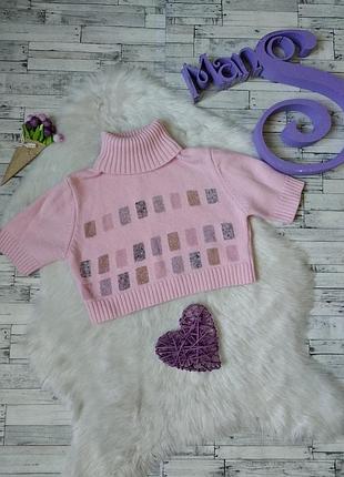 Свитер топ короткий вязаный на девочку розовый