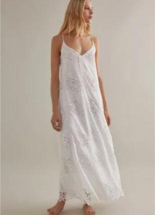 Белое натуральное платье платья платье платье прошва valerie khalfon (massimo,zara, brunello)1 фото