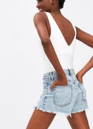 Белое натуральное боди, боди в рубчик zara