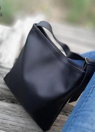 Женская стильная и качественная сумка планшета из эко кожи черная4 фото