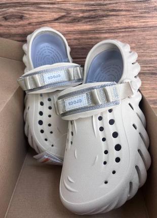 Crocs echo clog beige кроксы, подходящие для женщин и мужчин