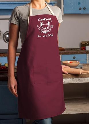 Фартук "cooking for my dog", burgundy, burgundy, англійська