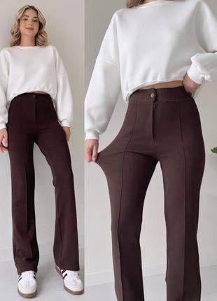 🎨4! шикарні жіночі брюки клеш кльош штани штаны женские коричневі коричневий коричневые