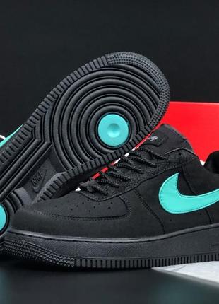 Мужские замшевые, черные с бирюзовым, стильные кроссовки nike air force 1 low Dm4207-800&co. 11997 дш