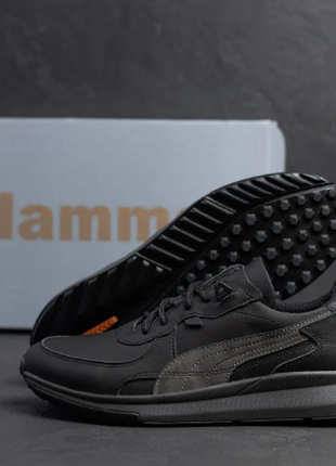 Мужские кожаные кроссовки hamma 211ч.винт+сер