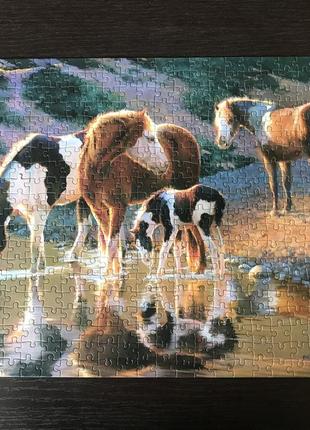 Пазлы на 500 элементов лошади на водопое 2