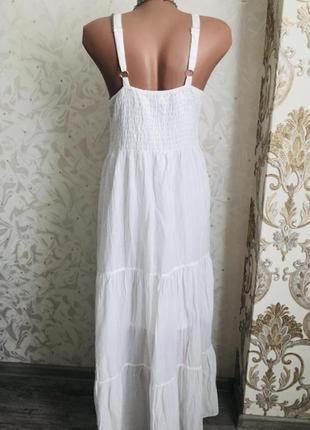 Красивый сарафан красивейший нежный выбитый вышитый пайетки модный, стильный белый3 фото