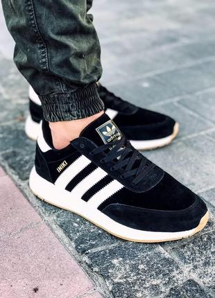 Классные мужские кроссовки adidas iniki чёрные