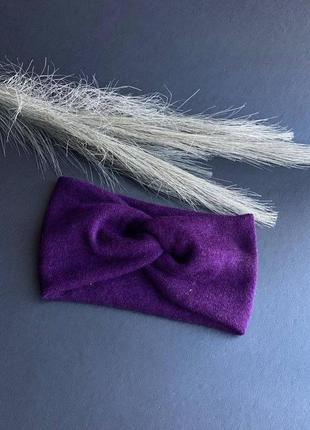 Чалма повязка на голову ангора фіолетова2 фото