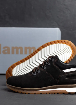 Мужские кожаные кроссовки hamma 888/1черн.н