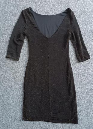 Платье черное с золотой люрексовой нитью4 фото