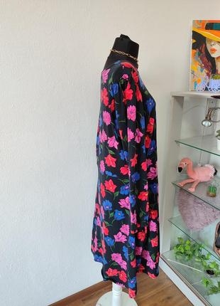 Стильное батальное платье трапеция, вискоза цветочный принт отрезное3 фото