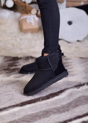 Женские черные угги ugg classic mini ii boot