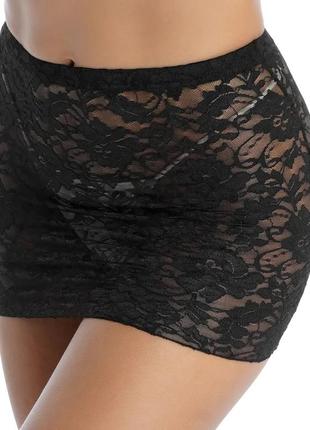 Гипюровая мини юбка прозрачная сексуальное белье