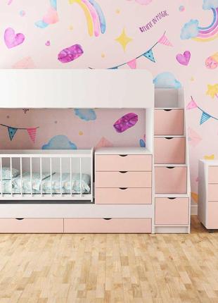 Кровать-чердак трансофрмер binky дс702 для 2-х детей: новорожденного и ребенка от 3 лет  бесплатно доставка