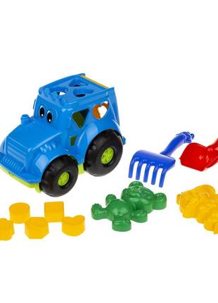 Сортер-трактор "коник" №2 colorplast 0336  (синій)1 фото