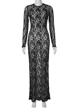 Платье макси прозрачное гипюровое