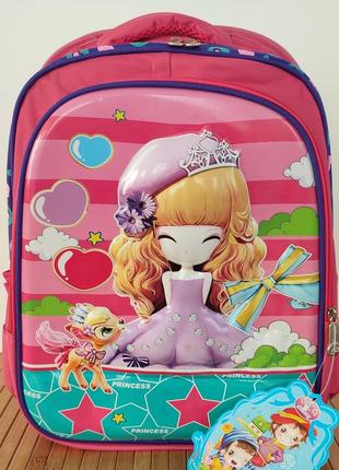 Шкільний рюкзак "принцеса" для дівчинки до 20 літрів розмір 40*28*16 см колір рожевий1 фото