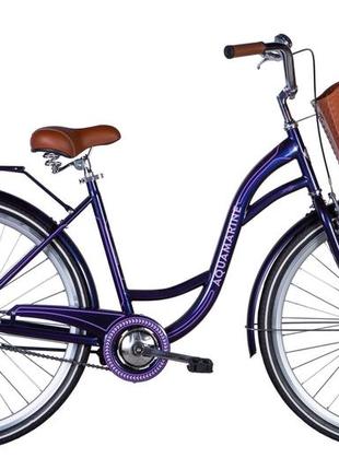 Велосипед st 28" dorozhnik aquamarine тормозная рама- " с багажником задн st с корзиной pl с крылом st 2024