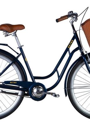 Велосипед st 28" dorozhnik retro velosteel рама-" малиновий із багажником задн st з кошиком pl з крилом st