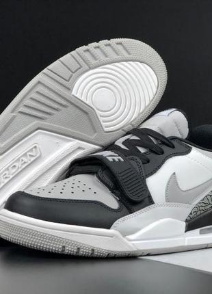 Мужские кожаные, белые с черным\серые, стильные кроссовки nike jordan legacy 312 low. 41-45 12010 дш