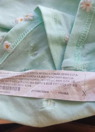 Женская футболка топ bershka мятная с принтом хлопок size m5 фото