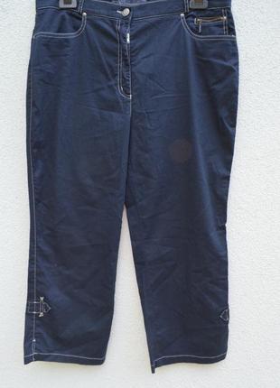 Красивые легкие котоновые брюки бриджи темно-синие2 фото