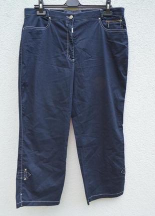 Красивые легкие котоновые брюки бриджи темно-синие3 фото
