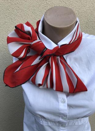 Винтаж,шёлк,платок,косынка,красный в полоску,премиум бренд.