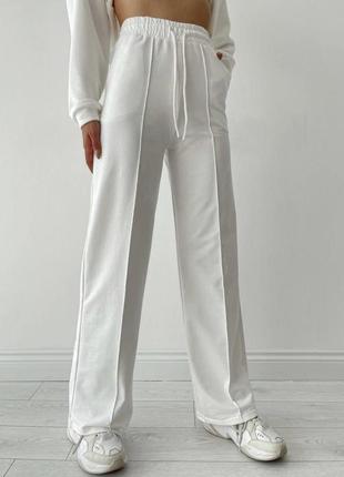 Жіночі штани широкі люкс двонитка 44-46 білий