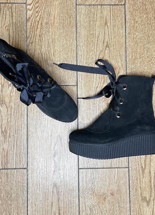 Ботинки черные демисезон натуральная замша
