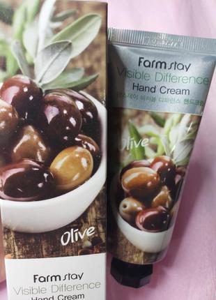 Крем для рук с оливковым маслом farmstay visible difference hand cream olive - 100 мл