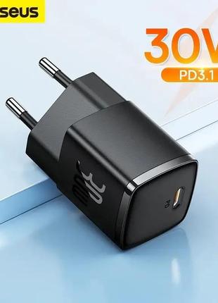 Зарядний пристрій baseus gan3 fast charger 1c pd3.0 30w type-c 3a чорний