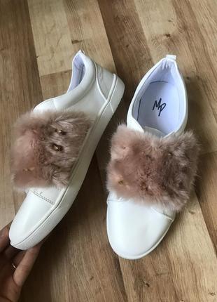 Слипоны на липучке с мехом