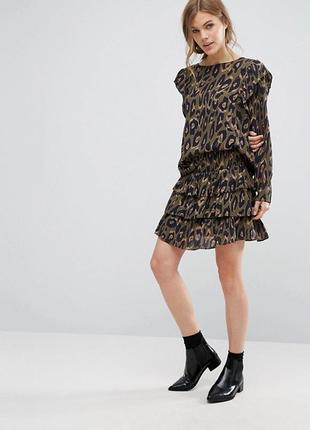 Юбка с оборками и леопардовым принтом vero moda, размер 14/162 фото