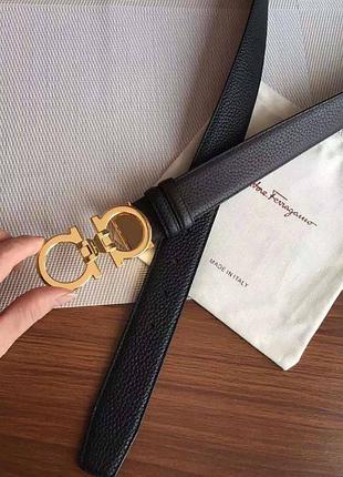 Ремень ferragamo черный с золотой пряжкой серебряной 3