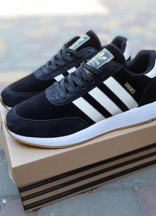 Крутые женские кроссовки adidas iniki чёрные2 фото