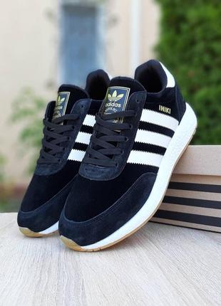 Круті жіночі кросівки adidas iniki чорні