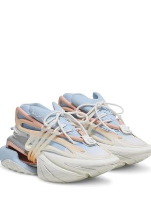 Женские кроссовки balmain unicorn low-top размер 36 (23 см) бело-розово-голубые