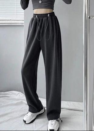 Женские штаны джогеры на фиксаторах двухнитка 46-48 графит1 фото